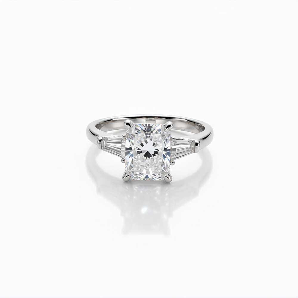 Raidant Cut Lab-Grown Diamond Ring in 18K Gold