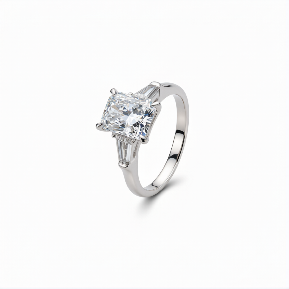 Raidant Cut Lab-Grown Diamond Ring in 18K Gold