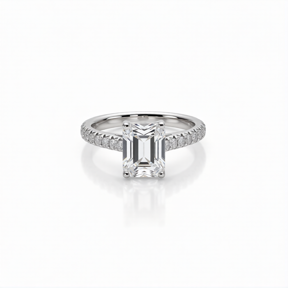 Emerald Cut Lab-Grown Diamond Ring in 18K Gold