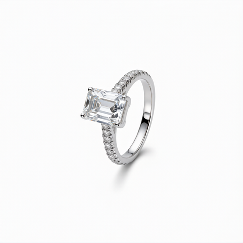 Emerald Cut Lab-Grown Diamond Ring in 18K Gold