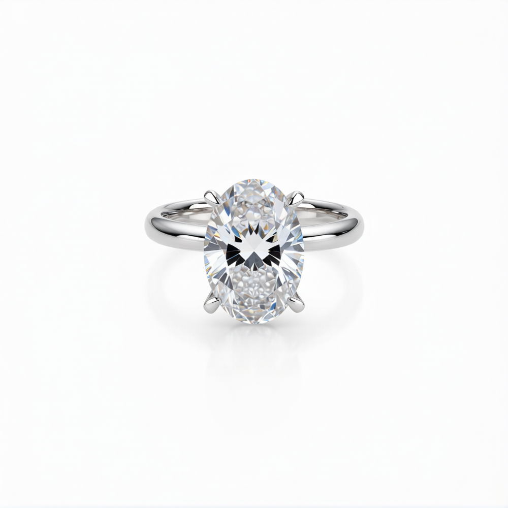 Oval cut Lab-Grown Diamond Ring in 18K Gold