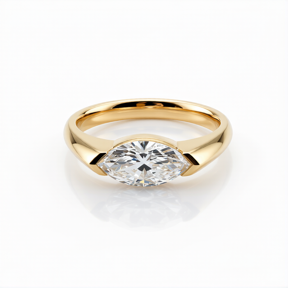 Marquise Cut Lab-Grown Diamond Ring in 18K Gold