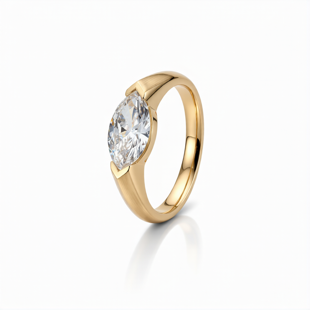 Marquise Cut Lab-Grown Diamond Ring in 18K Gold