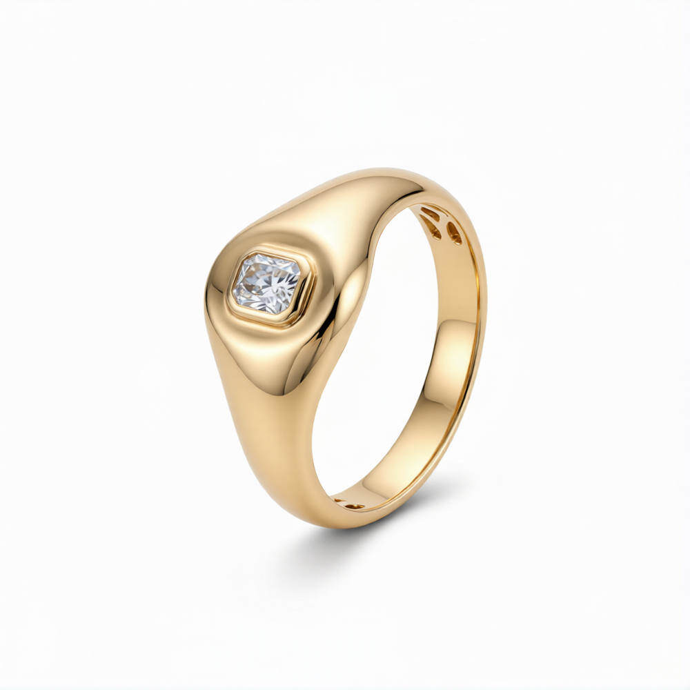 Radiant Cut Lab-Grown Diamond Ring in 18K Gold