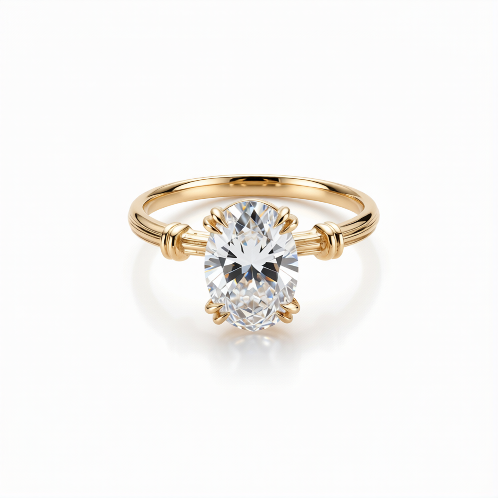 Oval Cut Lab-Grown Diamond Ring in 18K Gold
