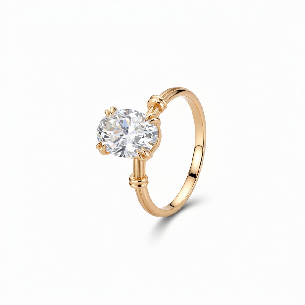 Oval Cut Lab-Grown Diamond Ring in 18K Gold
