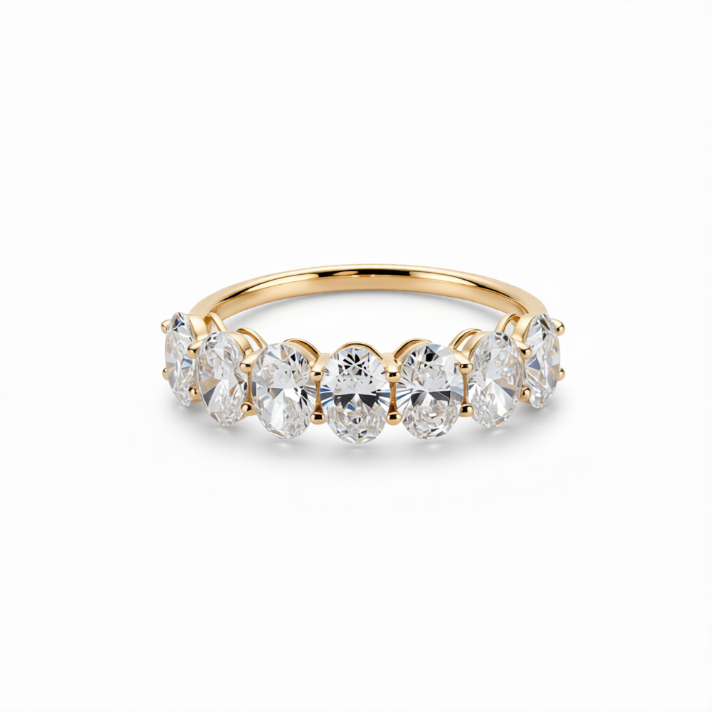 Oval Cut Lab-Grown Diamond Band Ring in 18K Gold