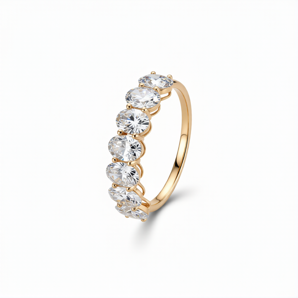 Oval Cut Lab-Grown Diamond Band Ring in 18K Gold