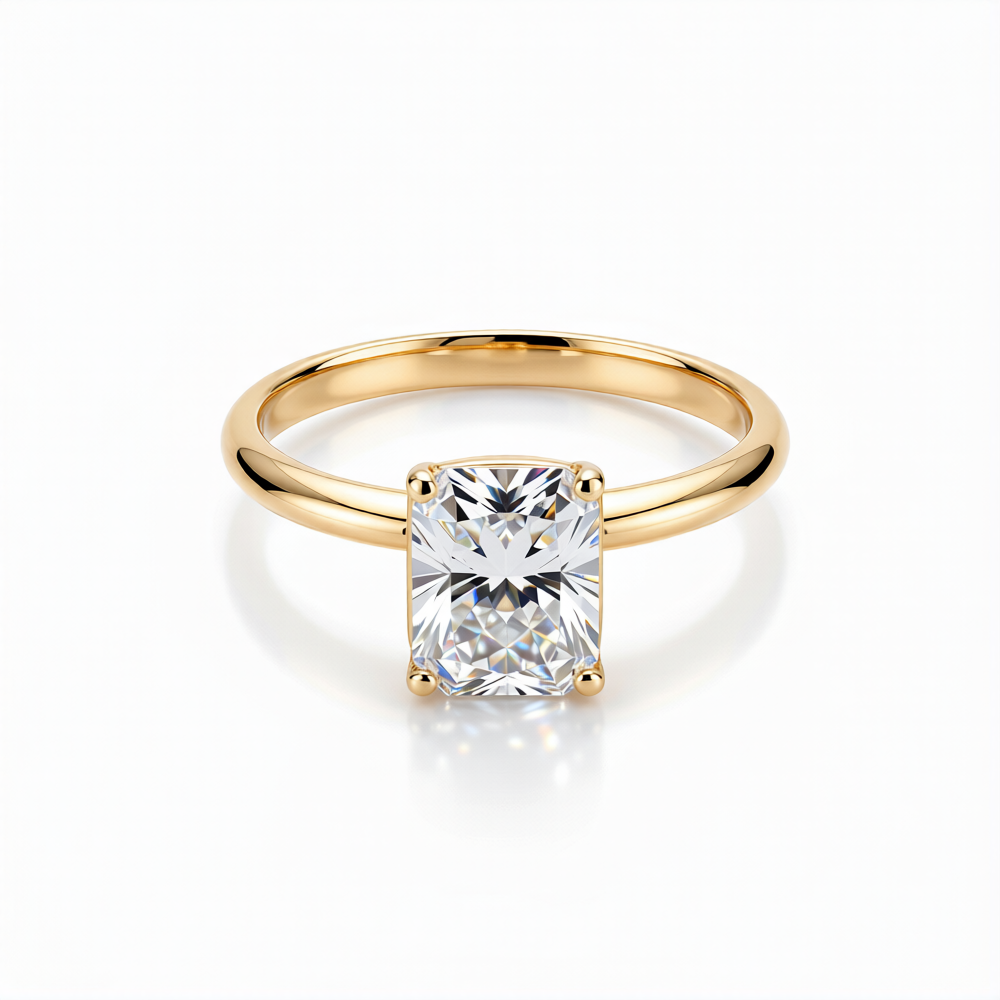 Radiant Cut Lab-Grown Diamond Ring in 18K Gold