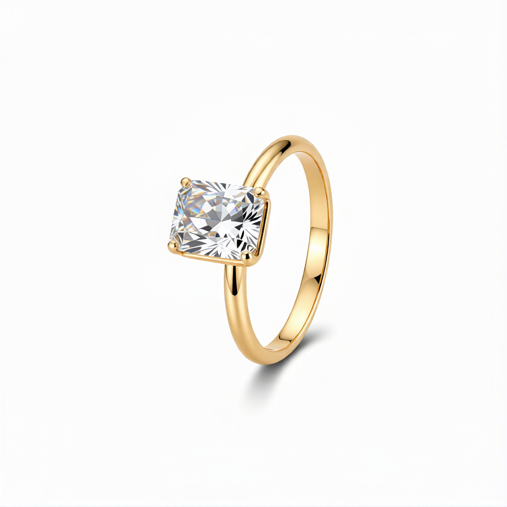 Radiant Cut Lab-Grown Diamond Ring in 18K Gold