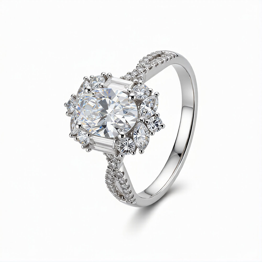 Oval Cut Lab-Grown Diamond Ring in 18K Gold