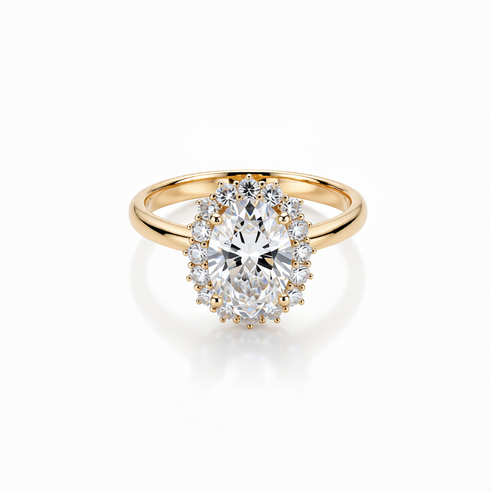 Oval Cut Lab-Grown Diamond Ring in 18K Gold