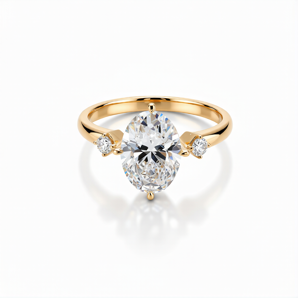 Oval Cut Lab-Grown Diamond Ring in 18K Gold