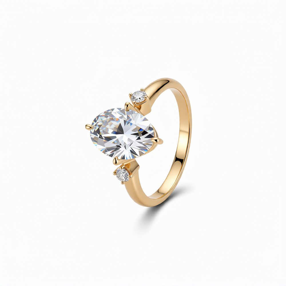 Oval Cut Lab-Grown Diamond Ring in 18K Gold