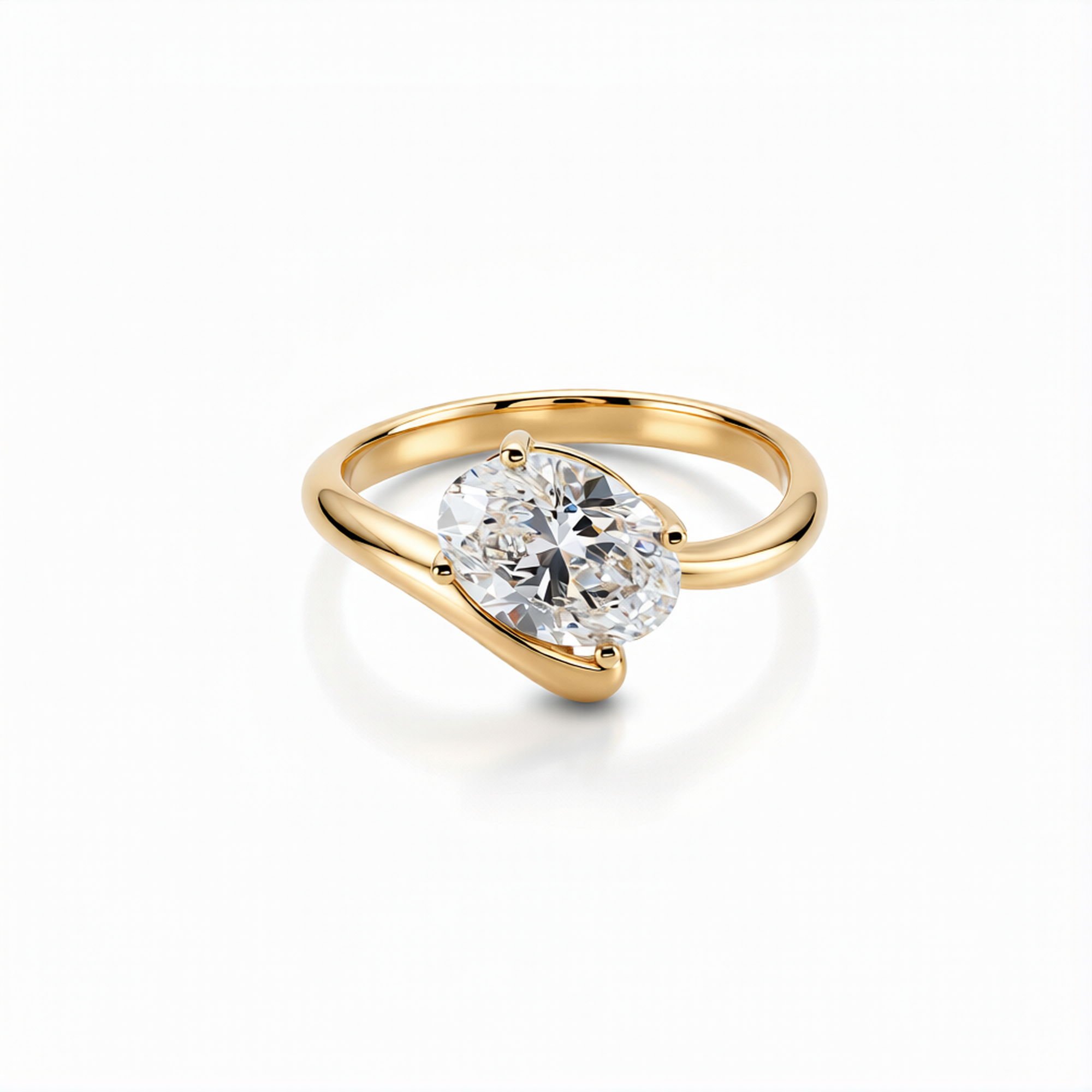Oval Cut Lab-Grown Diamond Ring in 18K Gold