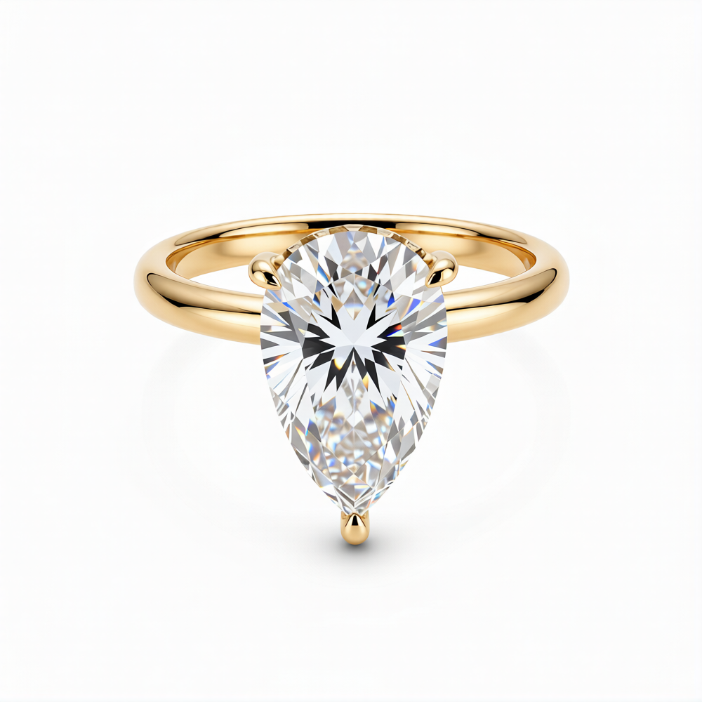 Pear Cut Lab-Grown Diamond Ring in 18K Gold