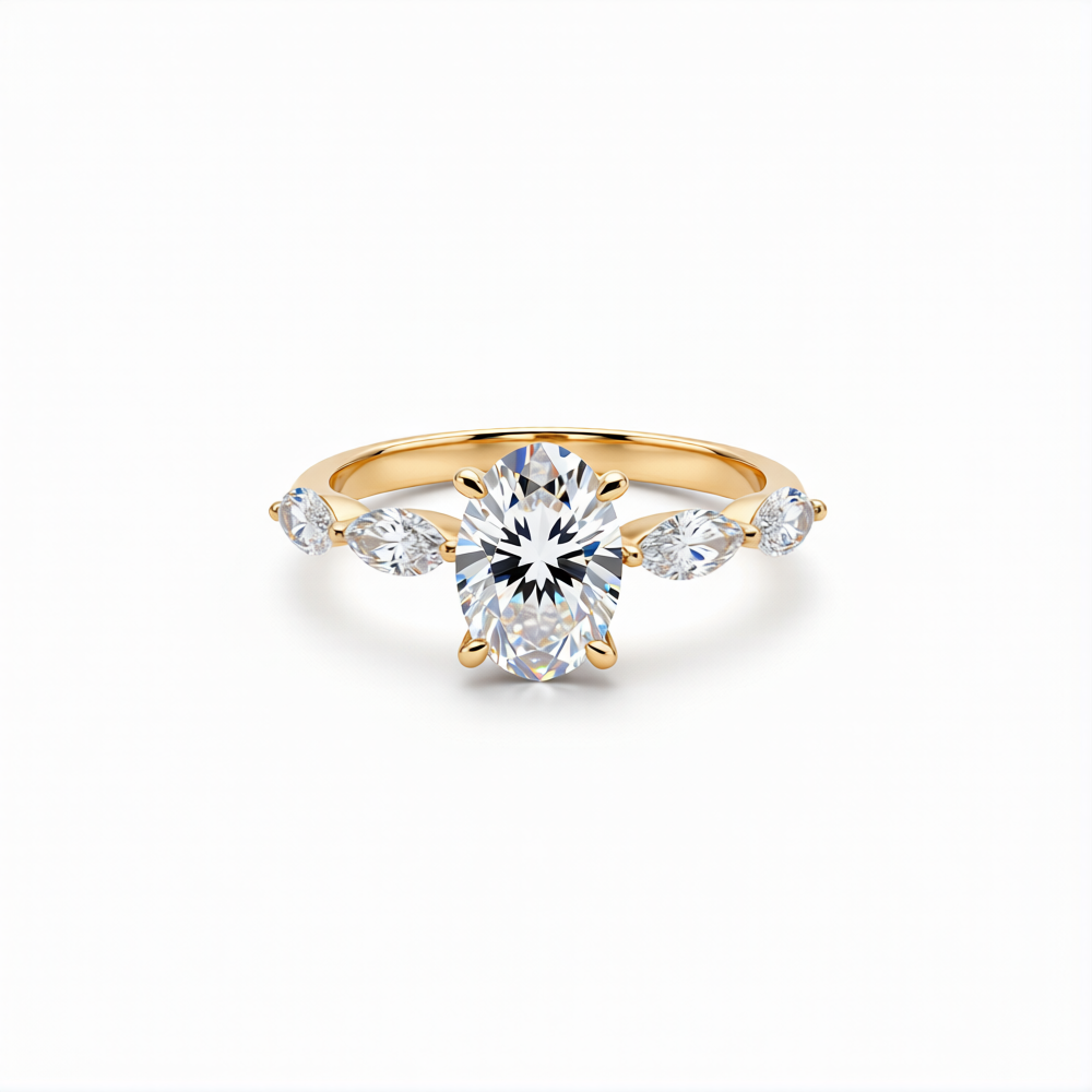 Oval Cut Lab-Grown Diamond Ring in 18K Gold