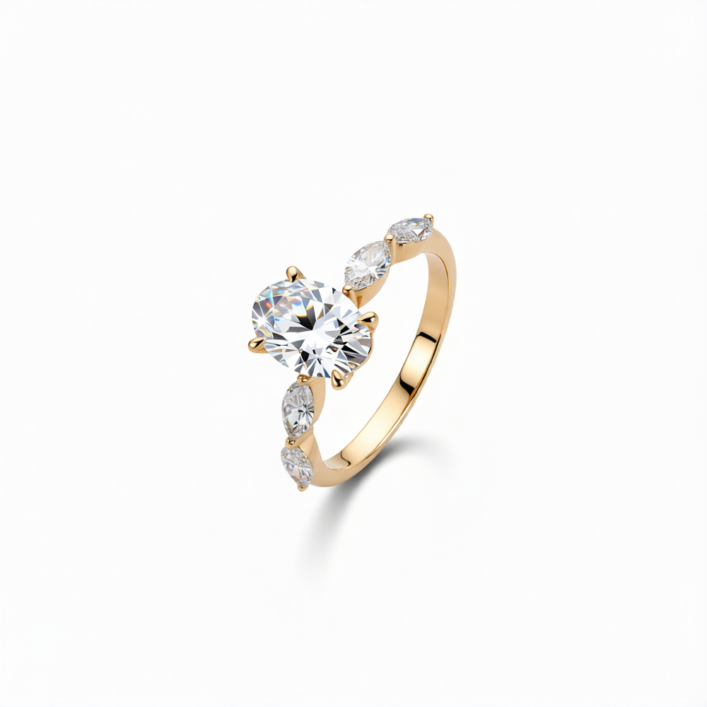 Oval Cut Lab-Grown Diamond Ring in 18K Gold