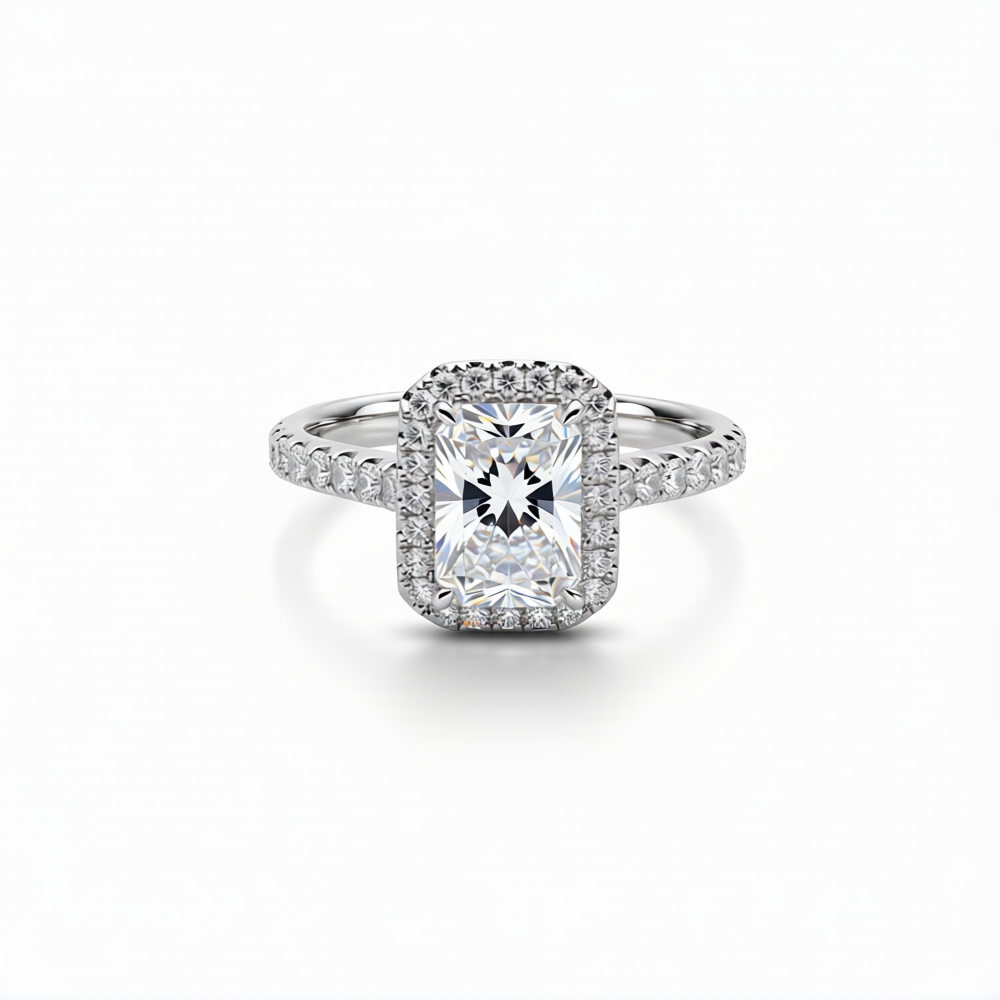 Radiant Cut Lab-Grown Diamond Ring in 18K Gold