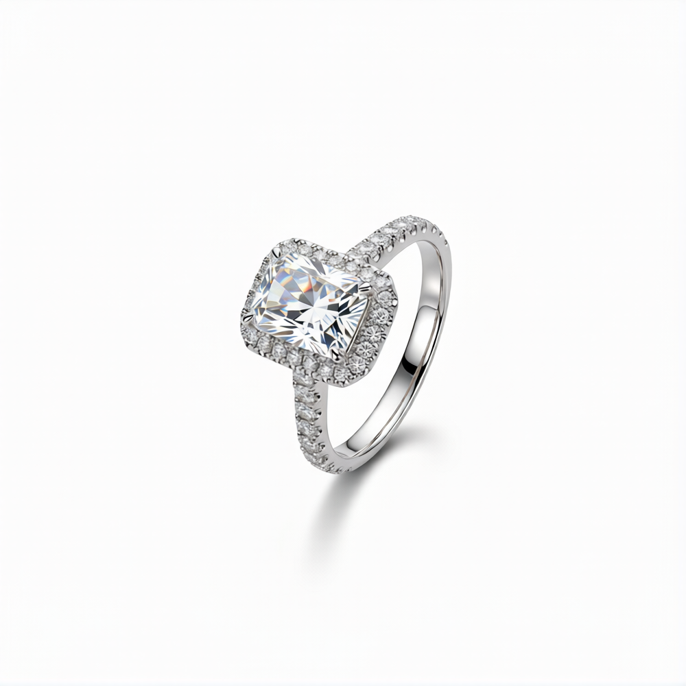 Radiant Cut Lab-Grown Diamond Ring in 18K Gold
