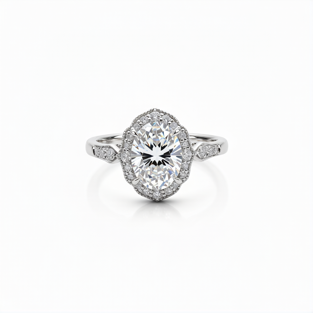 Oval Cut Lab-Grown Diamond Ring in 18K Gold