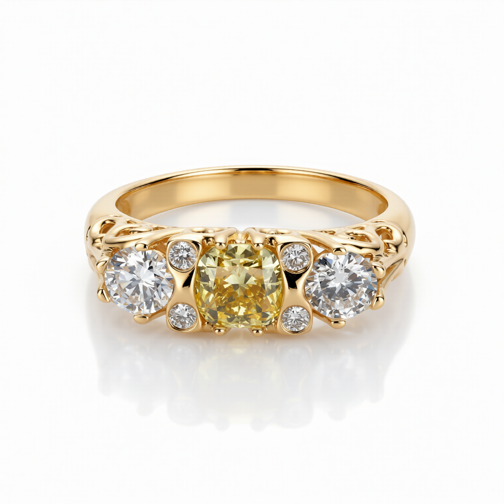 Yellow Lab-Grown Diamond Ring in 18K Gold