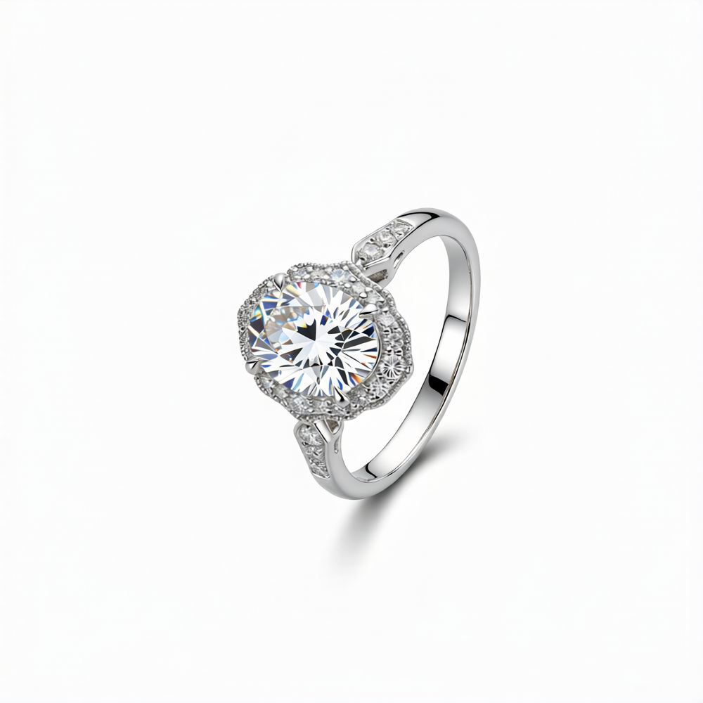 Oval Cut Lab-Grown Diamond Ring in 18K Gold