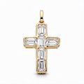 Emerald Cut Lab-Grown Diamond Cross Pendant in 18K Gold