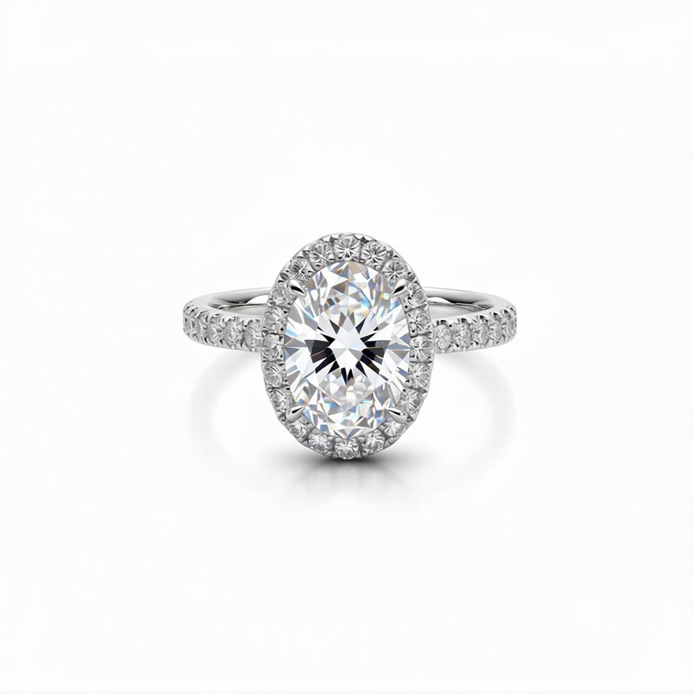 Oval Cut Lab-Grown Diamond Ring in 18K Gold