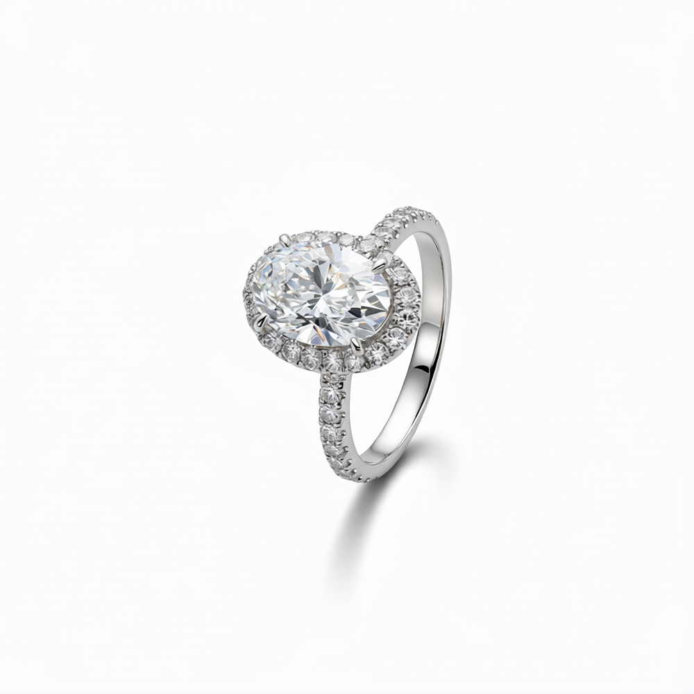 Oval Cut Lab-Grown Diamond Ring in 18K Gold