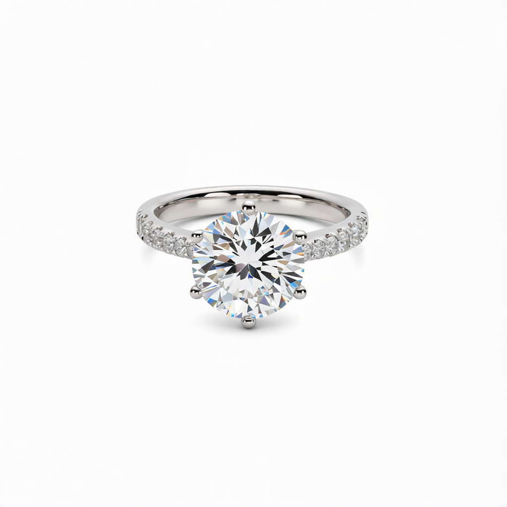 Round Cut Lab-Grown Diamond Ring in 18K Gold