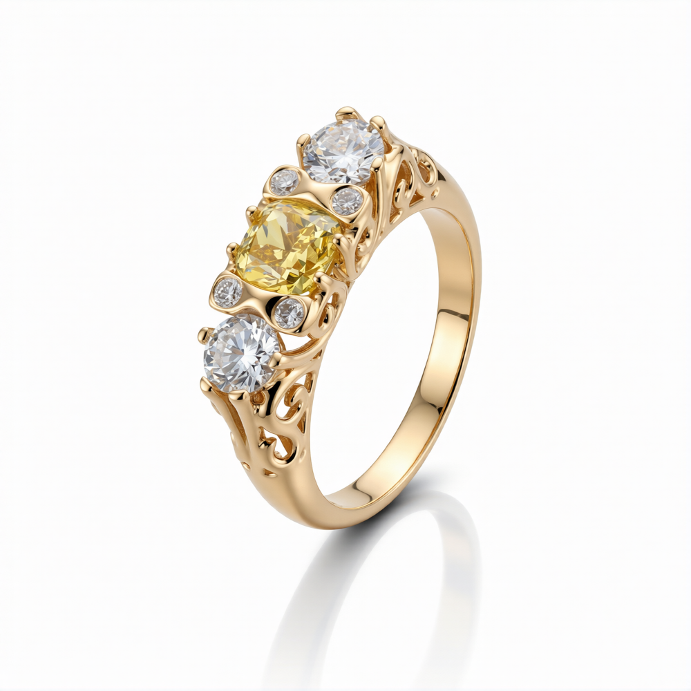 Yellow Lab-Grown Diamond Ring in 18K Gold