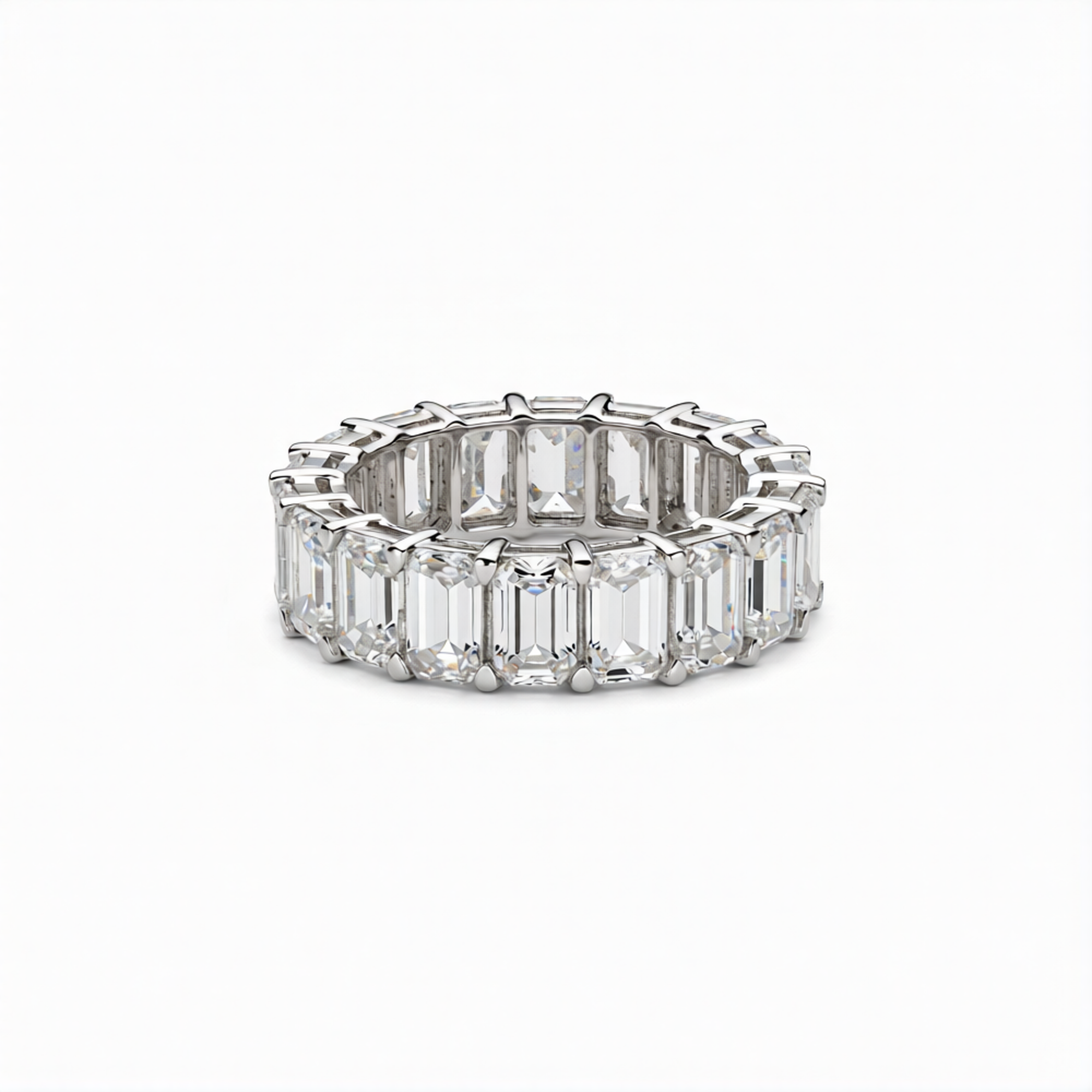 Emerald Cut Lab-Grown Diamond Eternity Band Ring in 18K Gold