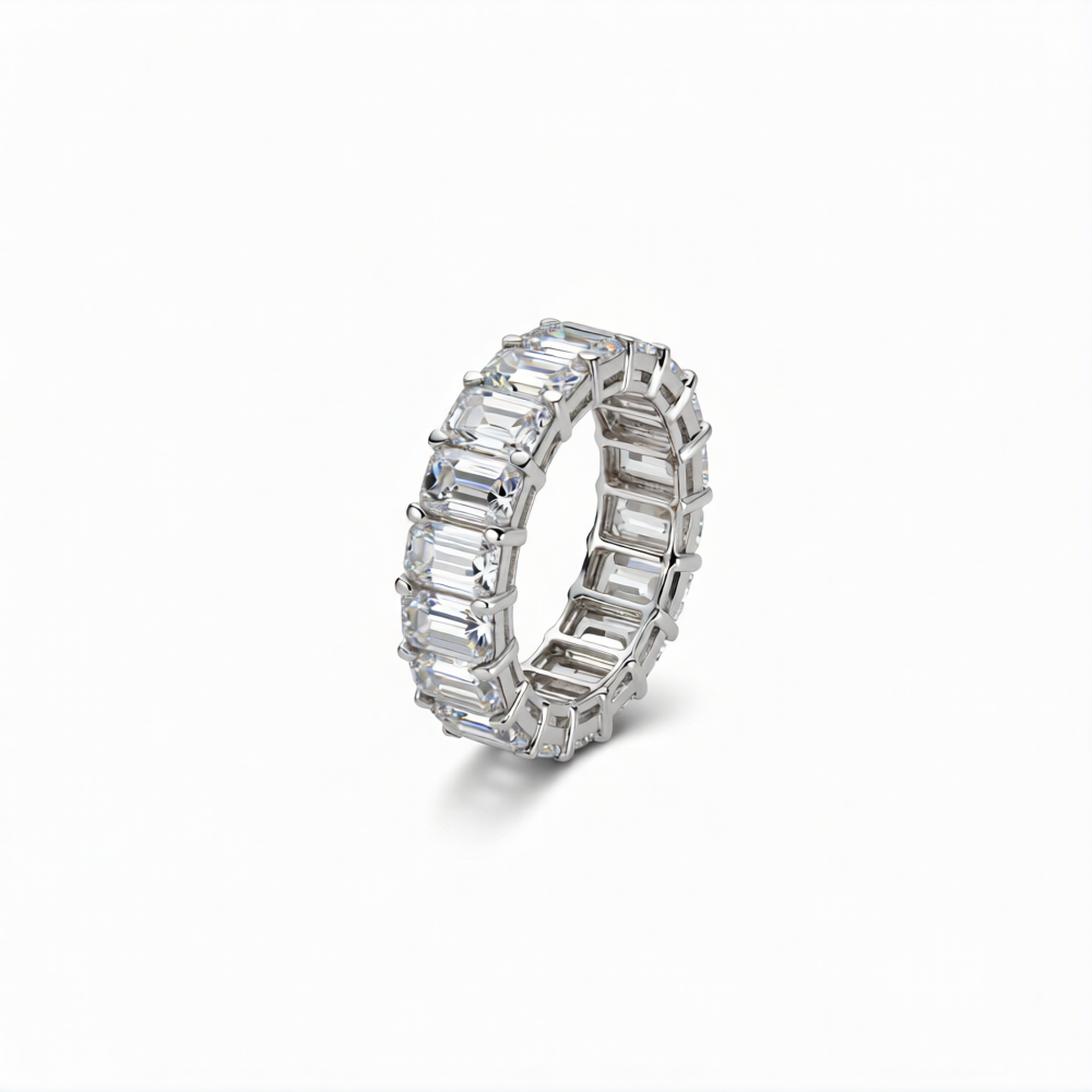 Emerald Cut Lab-Grown Diamond Eternity Band Ring in 18K Gold