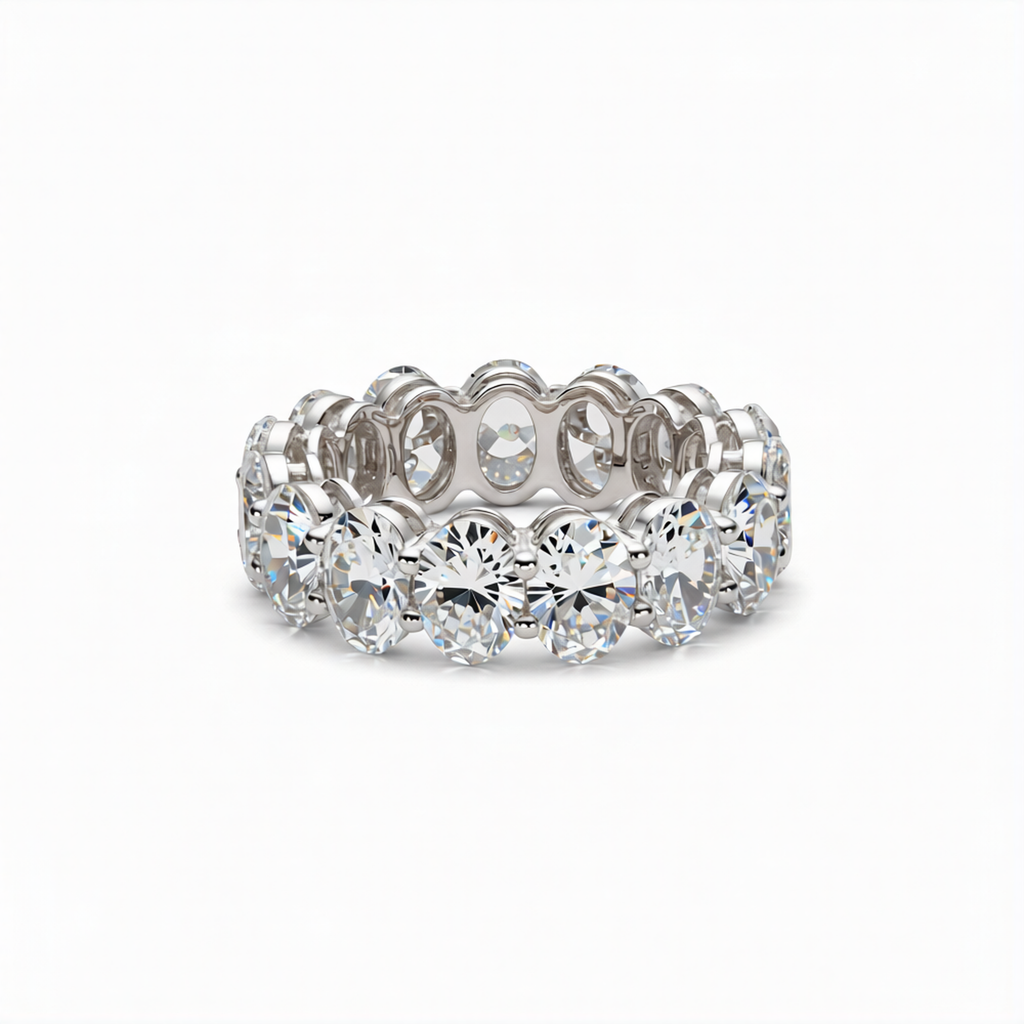 Oval Cut Lab-Grown Diamond Eternity Band Ring in 18k Gold