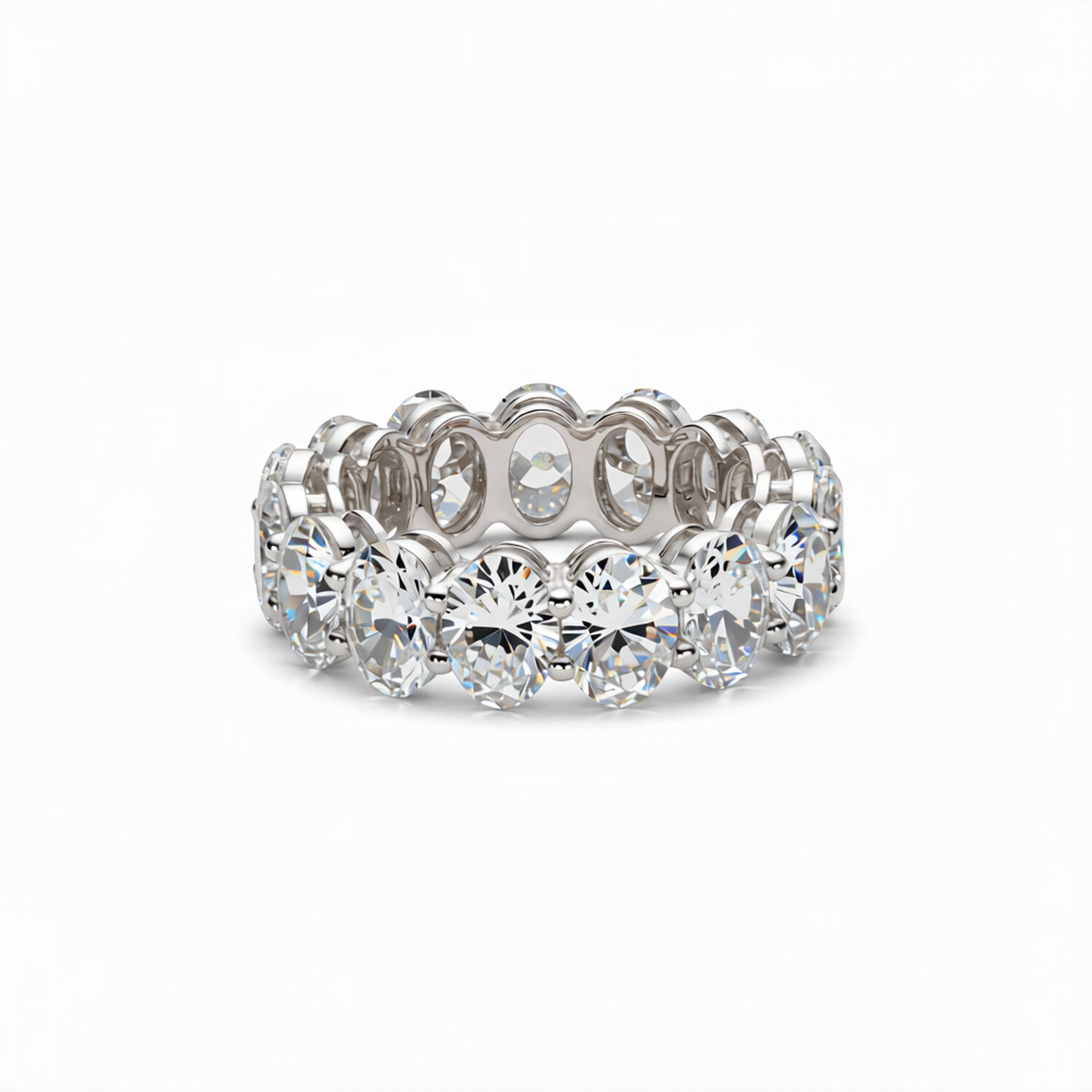 Oval Cut Lab-Grown Diamond Eternity Band Ring in 18k Gold
