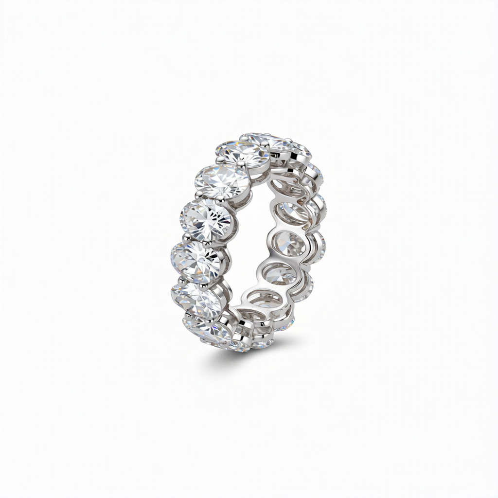 Oval Cut Lab-Grown Diamond Eternity Band Ring in 18k Gold