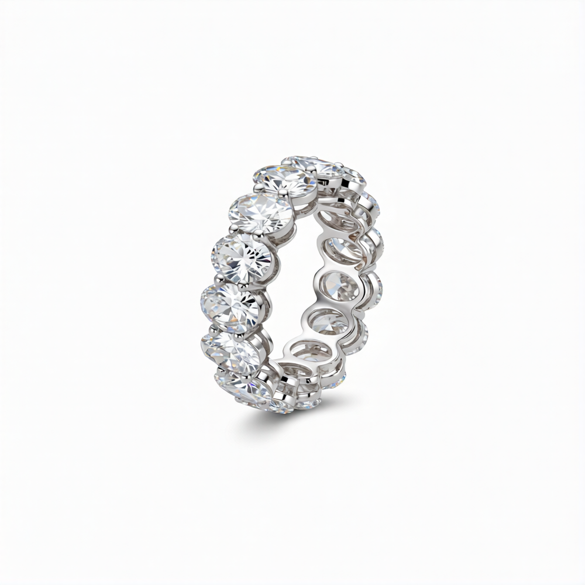 Oval Cut Lab-Grown Diamond Eternity Band Ring in 18k Gold