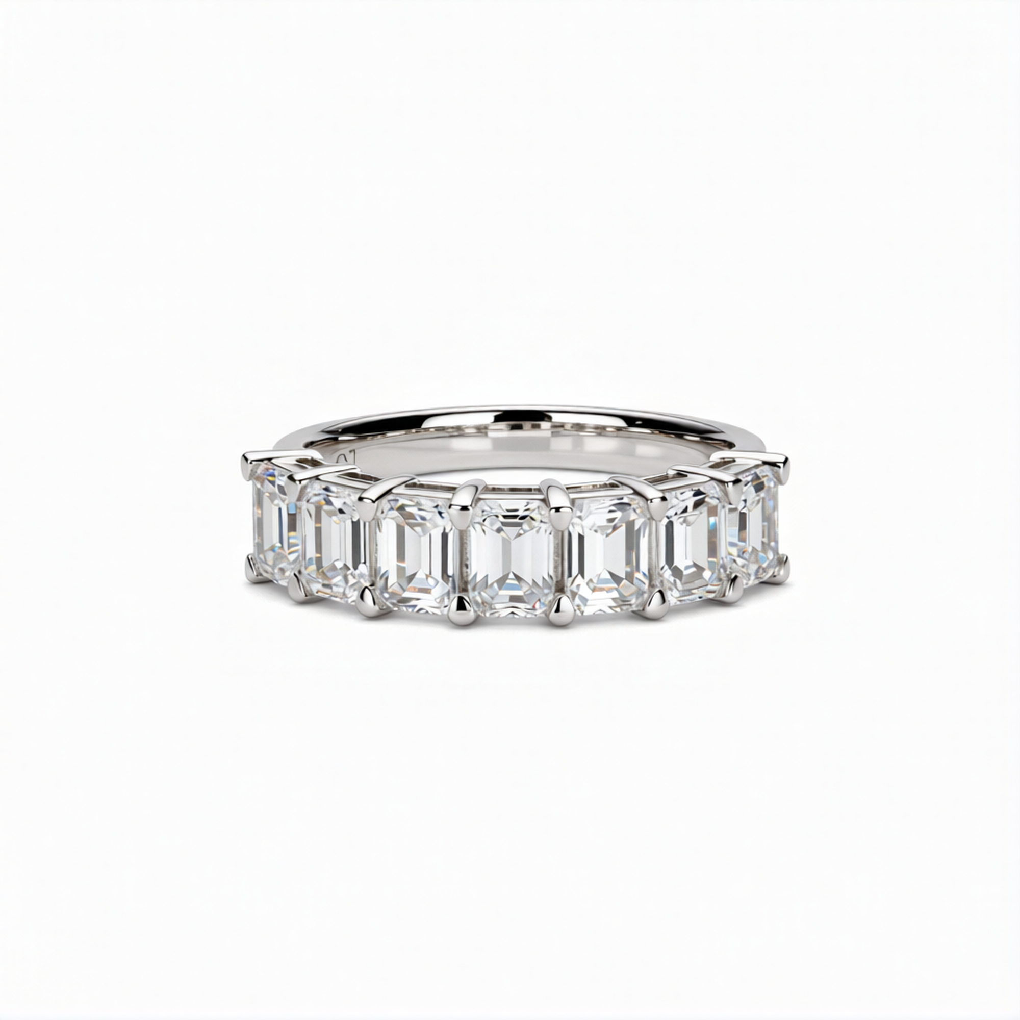 Emerald Cut Lab-Grown Diamond Half Band Ring in 18K Gold