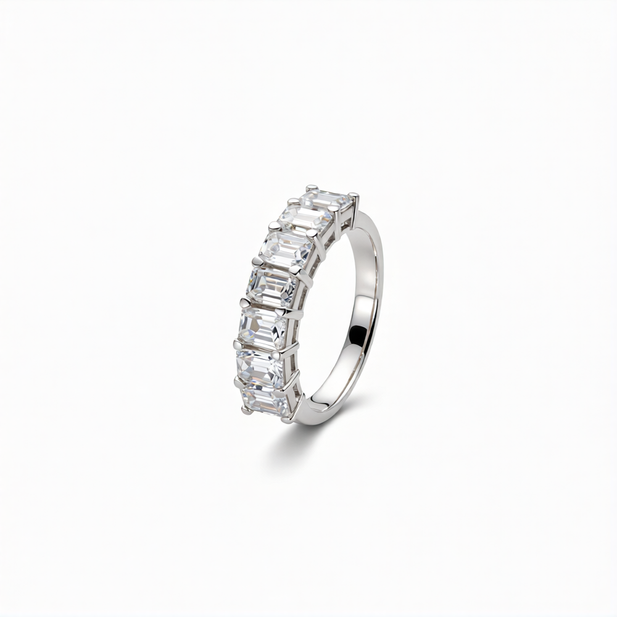Emerald Cut Lab-Grown Diamond Half Band Ring in 18K Gold