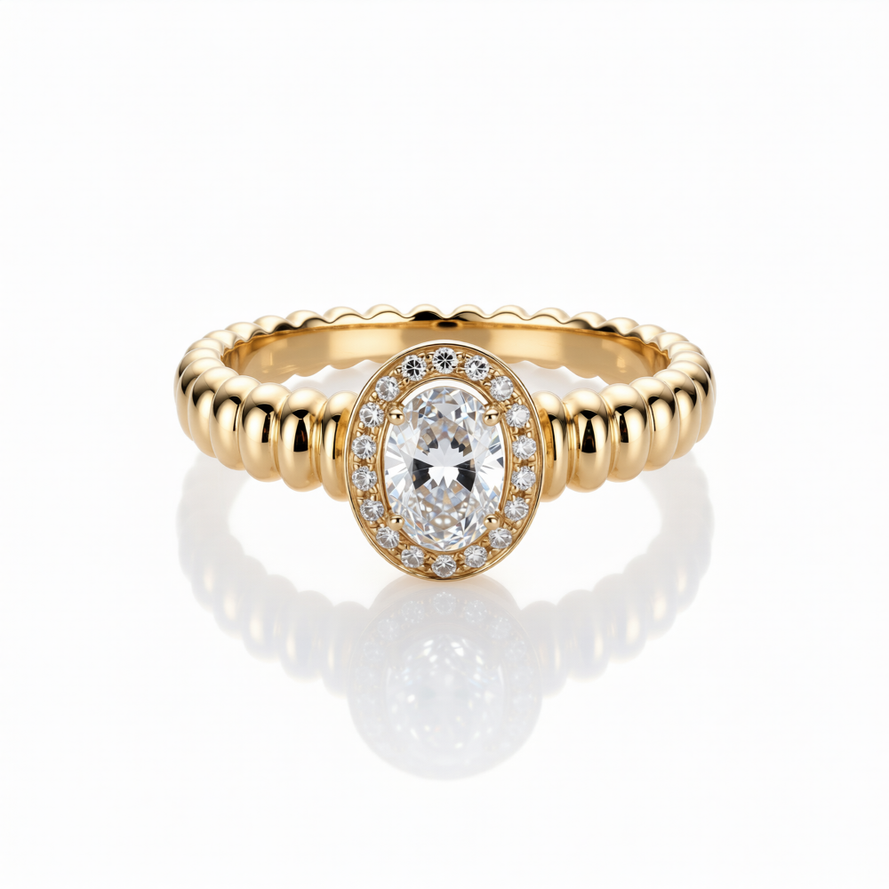 Oval Cut Lab-Grown Diamond Ring in 18K Gold