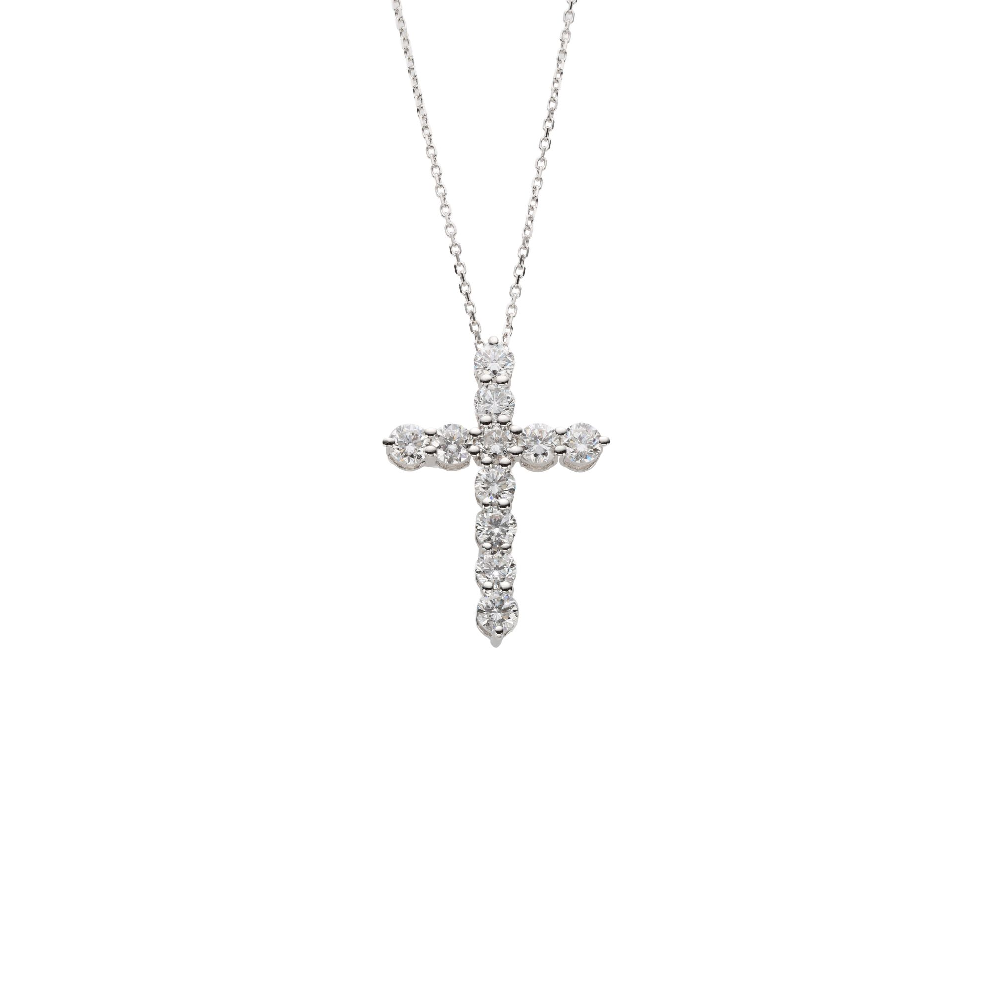 Lab-Grown Diamond Cross Pendant in 18K Gold