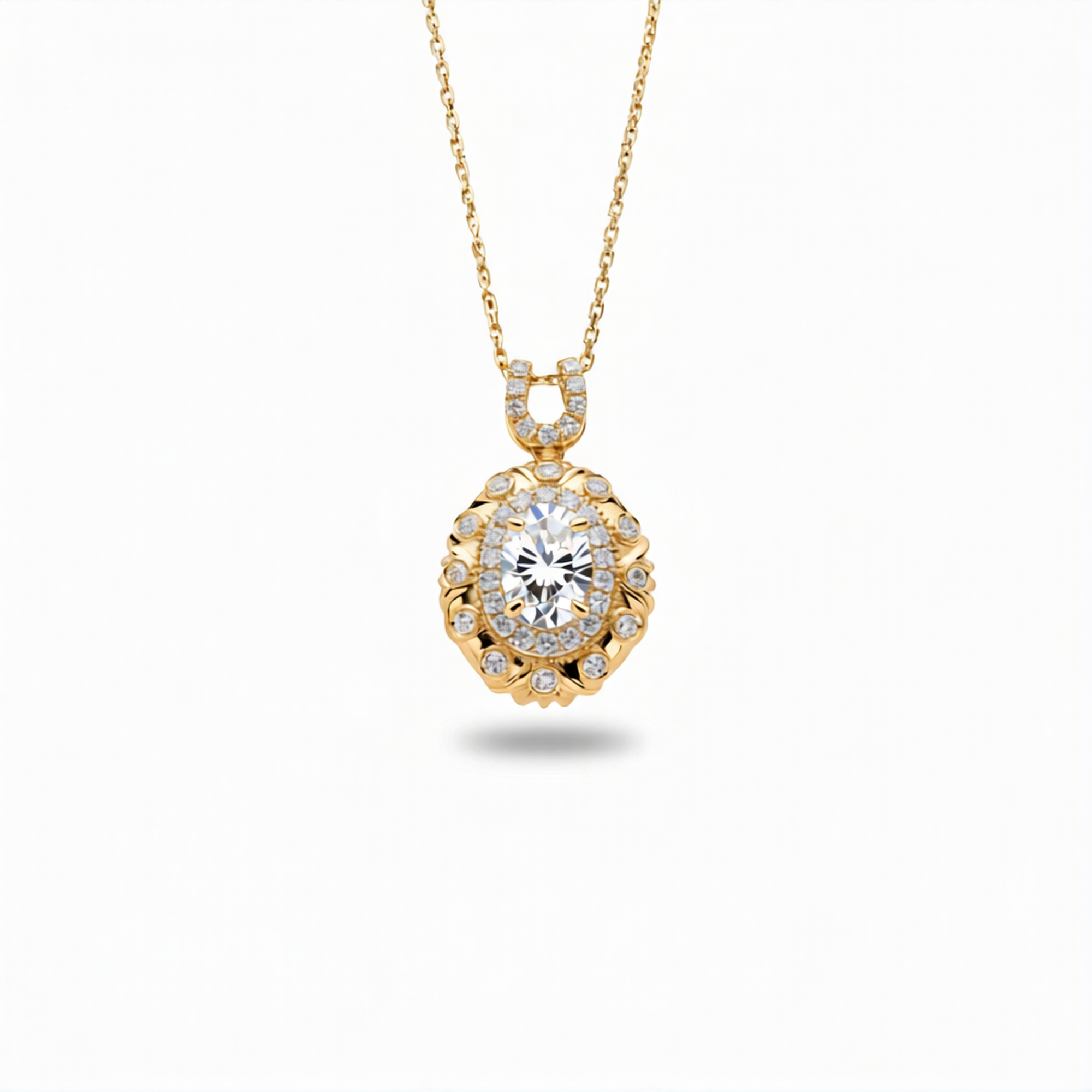 Oval Cut Lab-Grown Diamond Pendant in 18K Gold