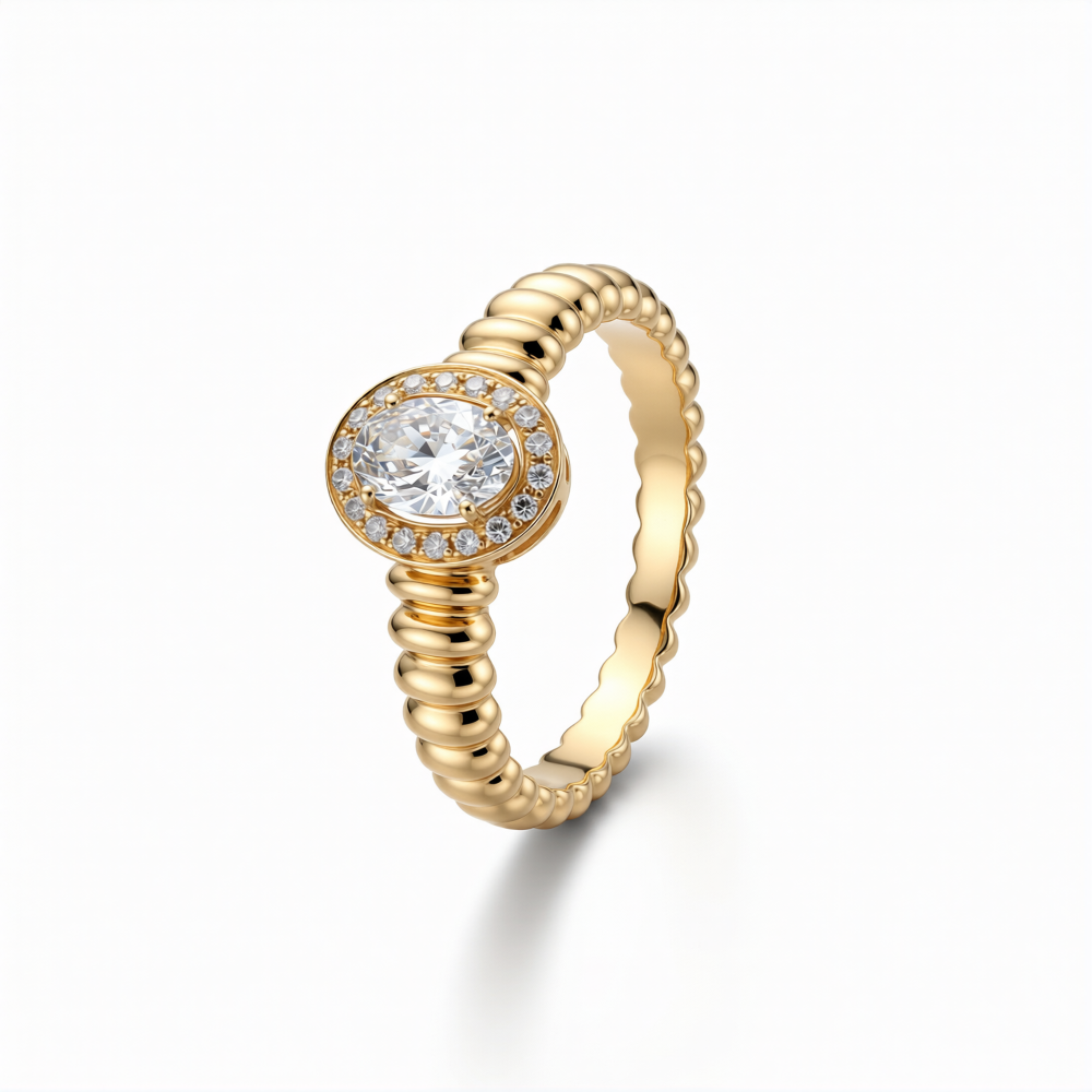 Oval Cut Lab-Grown Diamond Ring in 18K Gold