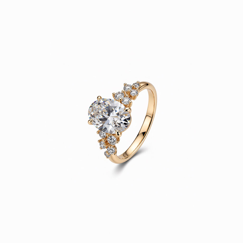 Oval Cut Lab-Grown Diamond Ring in 18K Gold