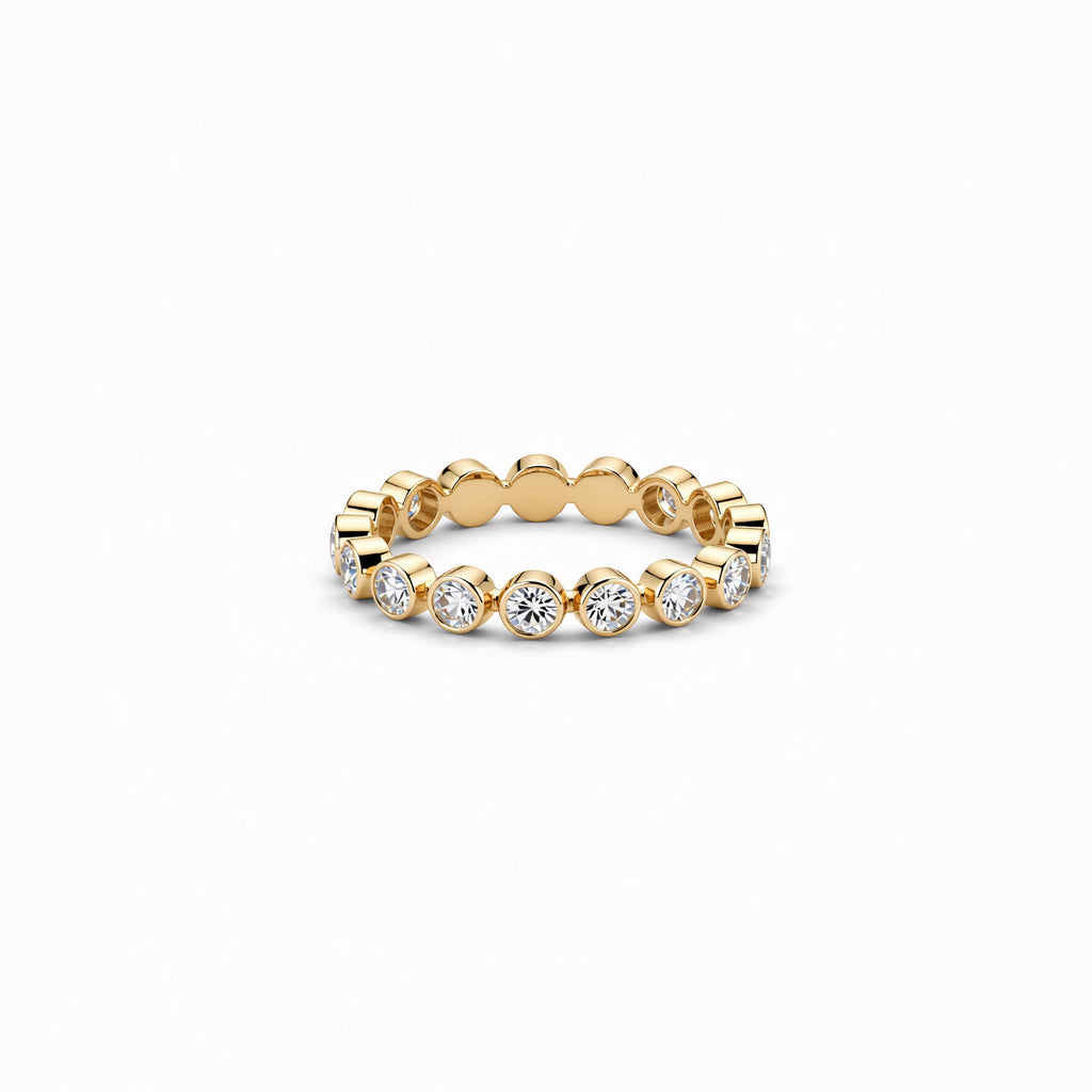 Round Cut Lab-Grown Diamond Band Ring in 18K Gold