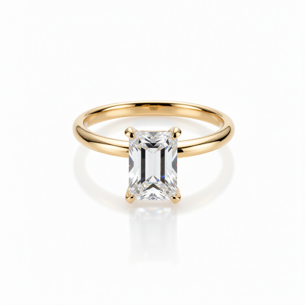 Emerald Cut Lab-Grown Diamond Ring in 18K Gold